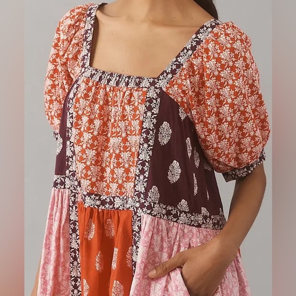 Anthropologie Maeve Short-Sleeve Square-Neck Midi Dress Size Small Petite - Picture 3 of 10